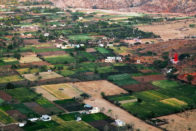 Aerial view of agricultural landscape