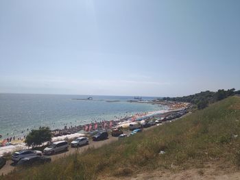 High angle view of beach against sky