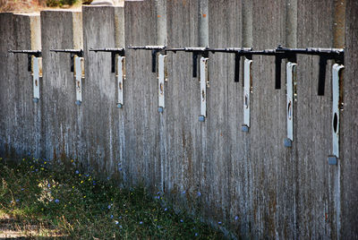 Close-up of clothes drying on wood