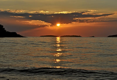 Scenic view of sea at sunset