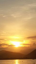 Scenic view of mountains at sunset