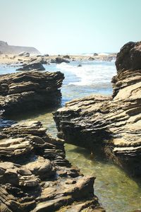 Scenic view of sea against clear sky