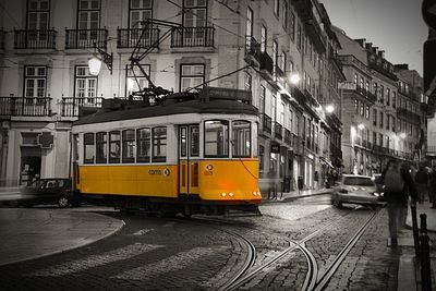 View of train in city