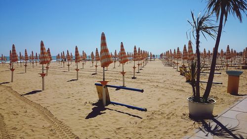 Panoramic view of beach against clear sky