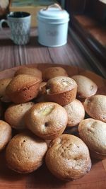 High angle view of  muffins on table