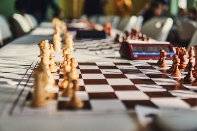 Close-up of chess pieces