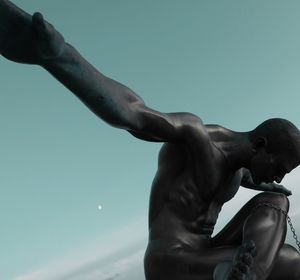 Low angle view of statue against the sky