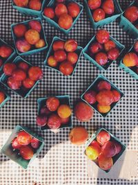 High angle view of fruits on table