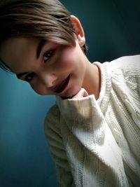 Close-up portrait of beautiful young woman