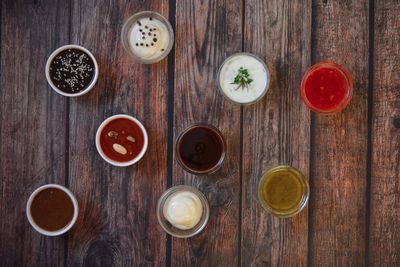 High angle view of beer glass on table