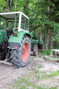 Abandoned tractor on field