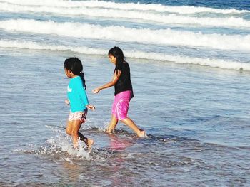 Full length of children on beach