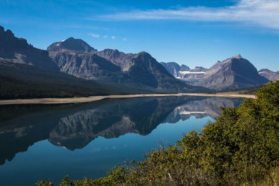 Reflection of mountain range in lake