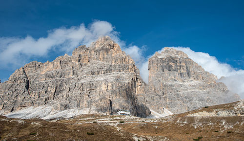 Panoramic view of rocky mountains against sky