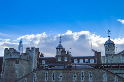 View of bell tower in city