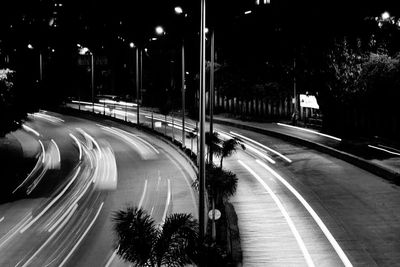 View of road in city at night