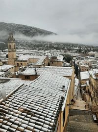 High angle view of townscape against sky