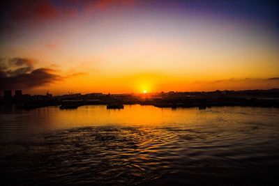 Scenic view of sea at sunset