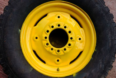 Close-up of yellow tire