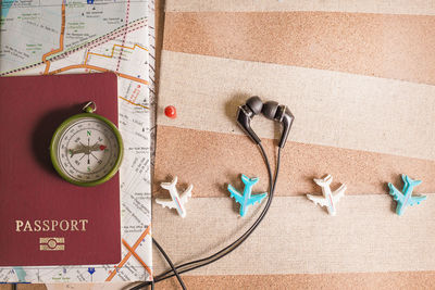 Directly above shot of various objects on table