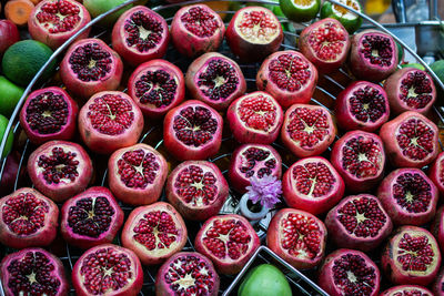 High angle view of fruits for sale in market