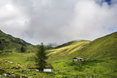 Scenic view of mountains against sky