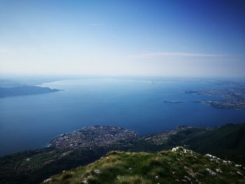 Scenic view of sea and bay against sky