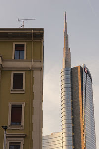 Low angle view of modern building against sky