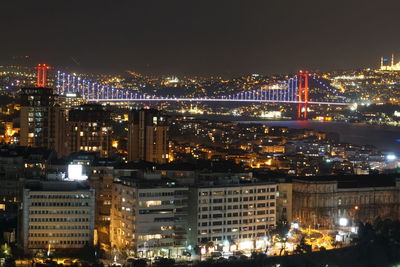 Illuminated city at night