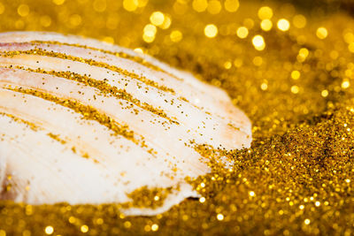 Close-up of christmas ornaments on table