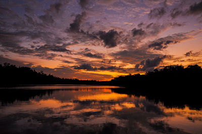 Scenic view of river against sky during sunset