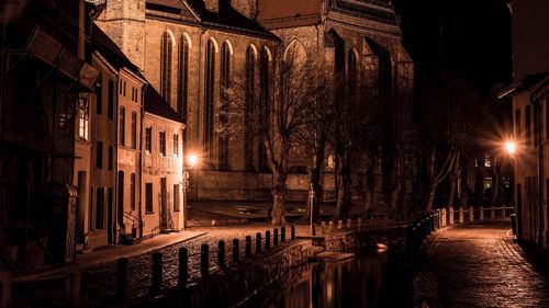 Illuminated building at night