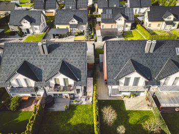 High angle view of buildings in city