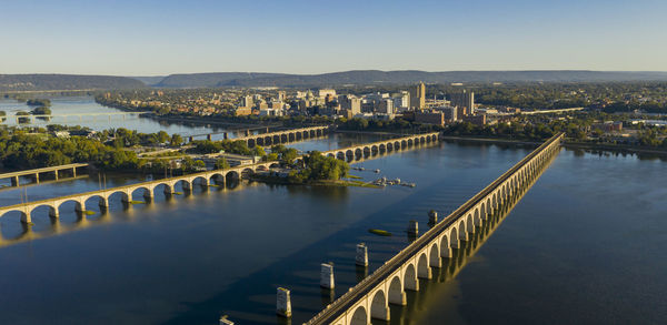 High angle view of bridge over river