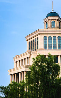 Low angle view of building against clear sky