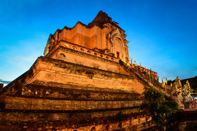 Old pagoda architecture lanna at wat chedi luang chiangmai, northern, thailand.
