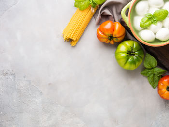 High angle view of fruits on table