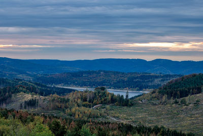 Scenic view of landscape against sky during sunset