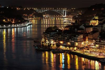 Illuminated city at night