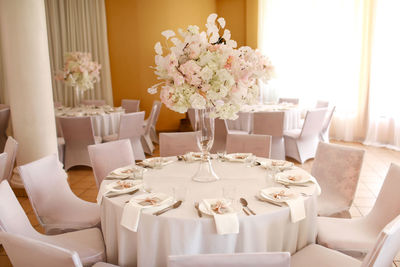 Place setting on table at home