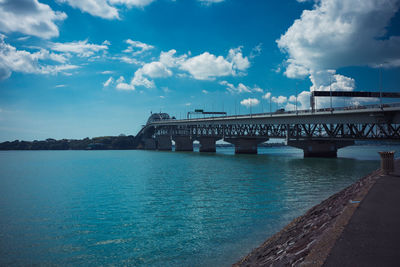 Bridge over sea against sky