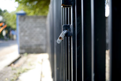 Close-up of metal gate