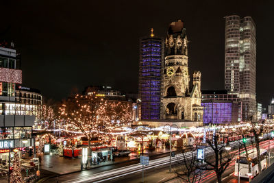 Illuminated city at night