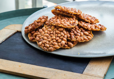 Close-up of food in plate on table