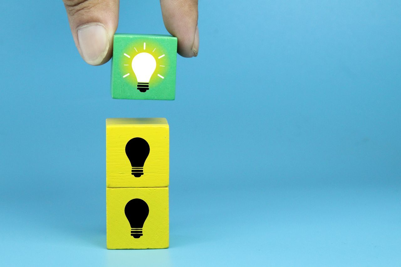 yellow, blue, studio shot, one person, colored background, blue background, indoors, hand, number, sign, copy space, adult