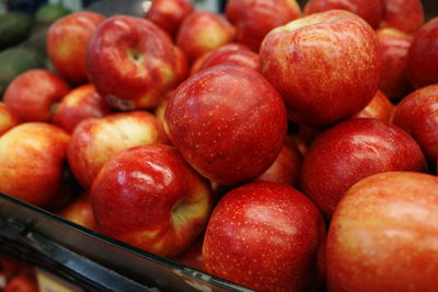 Full frame shot of apples for sale in market