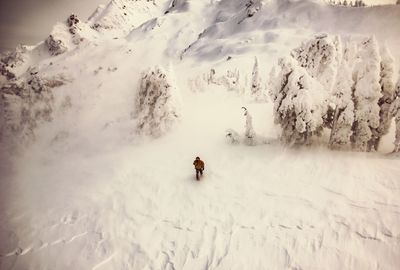 Man with horse in snow