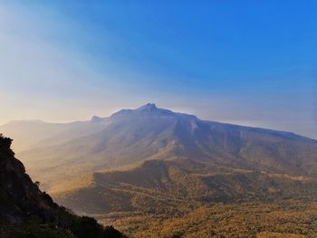 Scenic view of mountains against sky