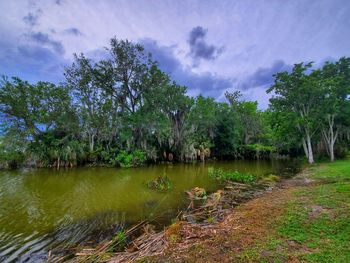 Scenic view of lake against sky