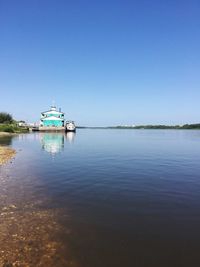 Scenic view of lake against clear sky